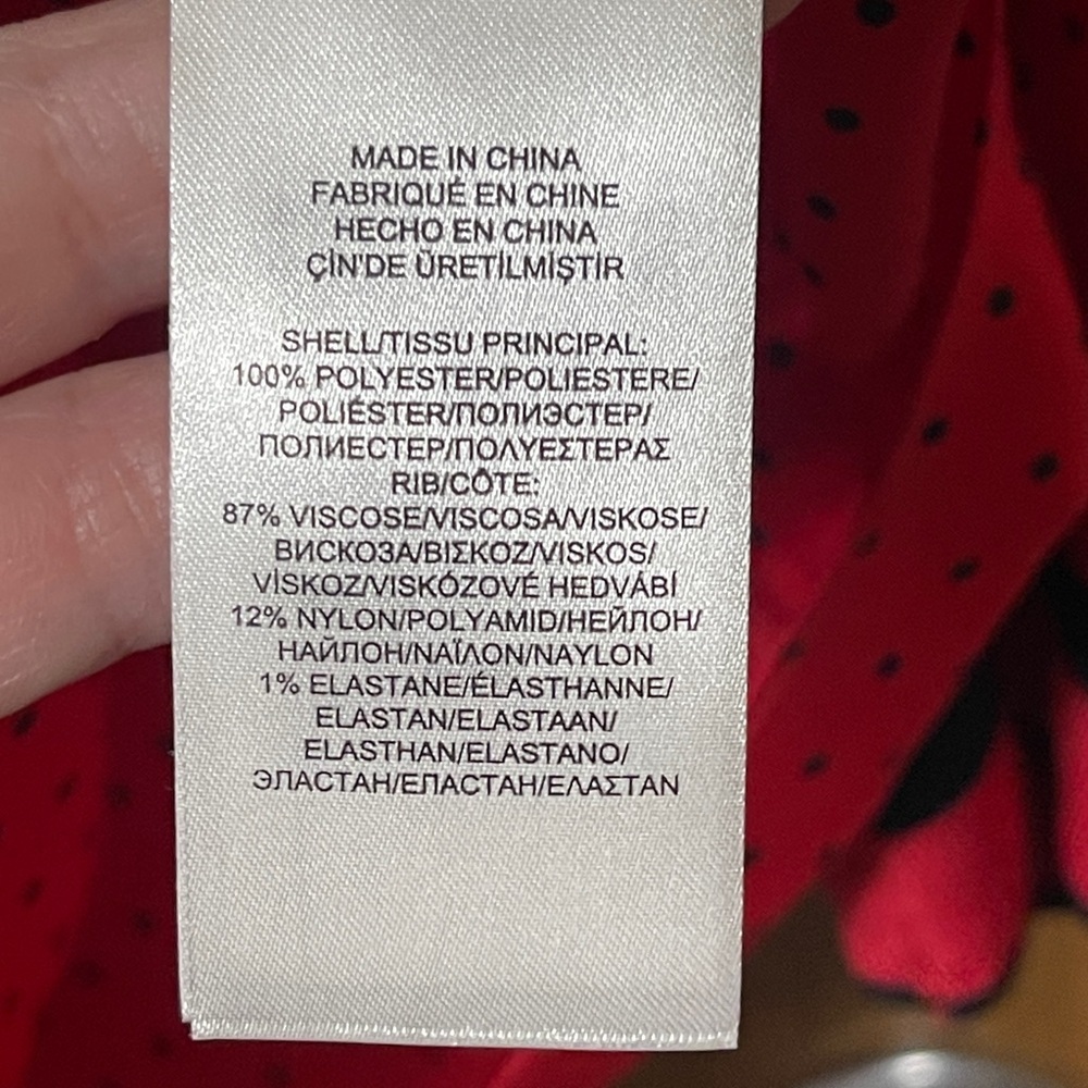 Lauren Ralph Lauren Polka Dot Silky Top Pullover Red Navy Womens Plus Size 2X - Picture 7 of 8